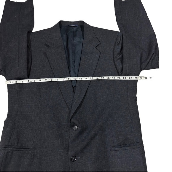 Kuppenheimer Made in USA Smoky Blue Plaid 100% Wool 2 Button Suit Jacket Sz 44L - Picture 12 of 15